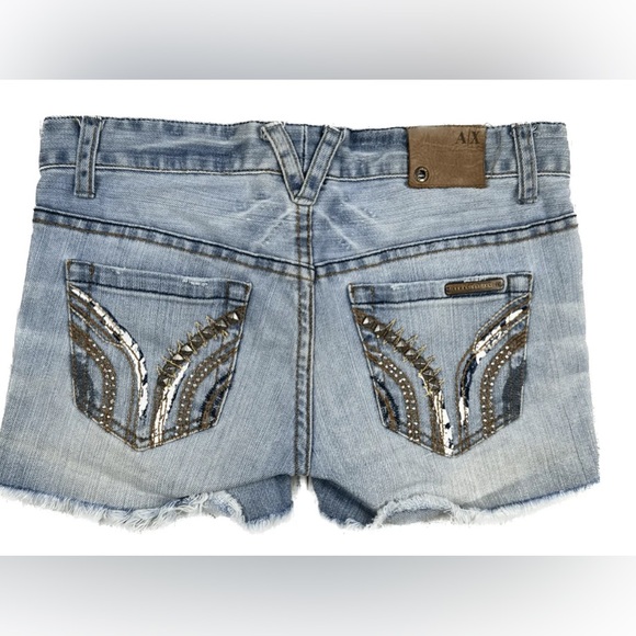 ARMANI EXCHANGE EMBELLISHED POCKET CUT OFF SHORTS - Picture 2 of 7